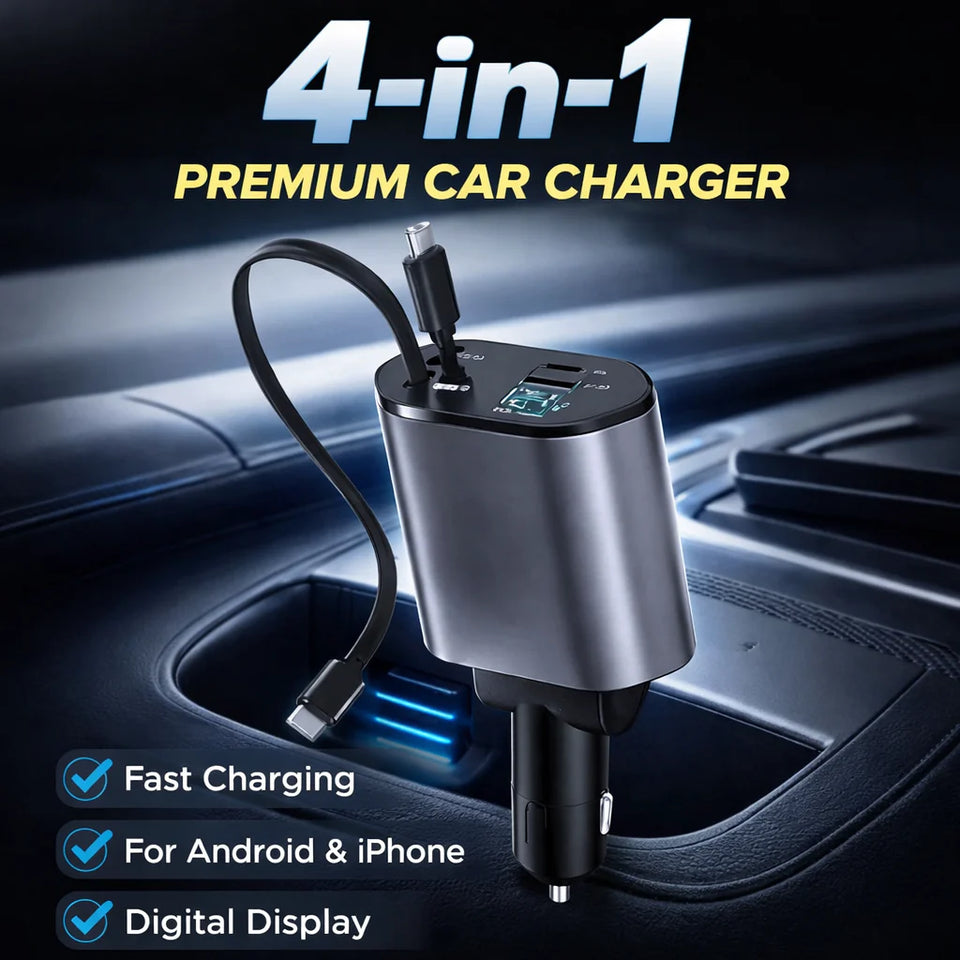 4 in 1 Retractable Car Charger