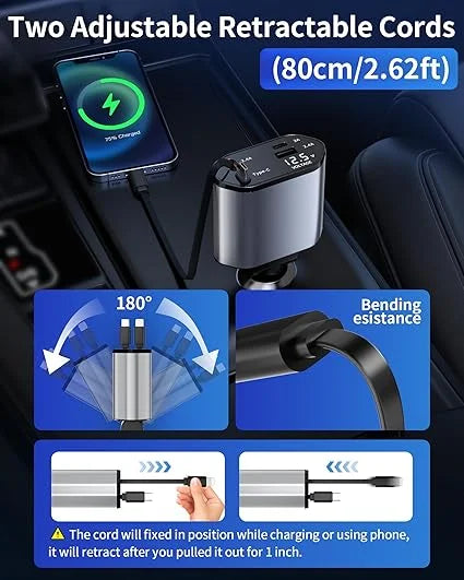 4 in 1 Retractable Car Charger